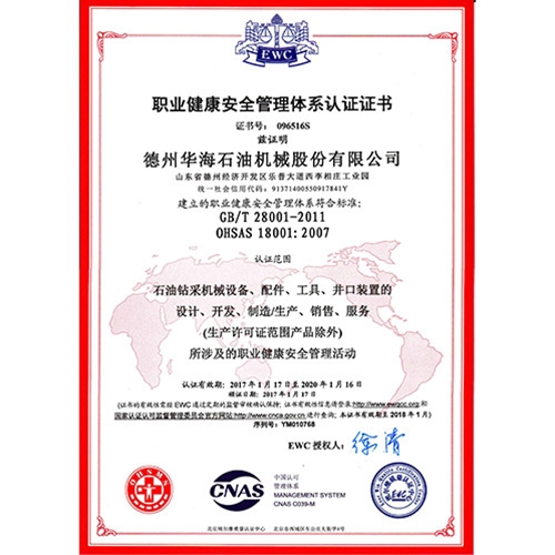 Occupational Health and Safety Management System Certification